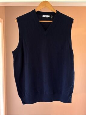 Tom James Navy 100% Cashmere V-Neck Sweater Vest - XL